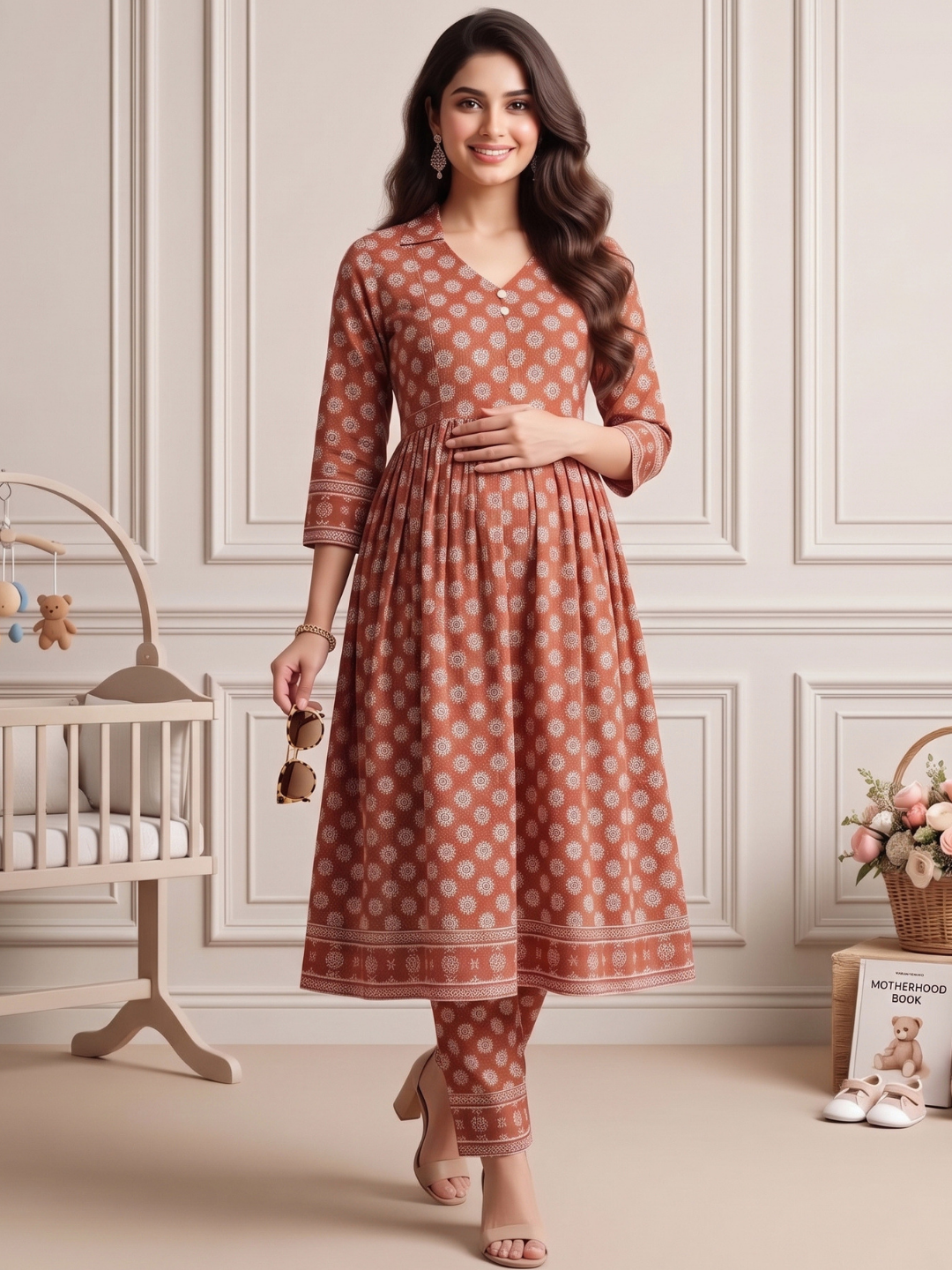 Rayon Printed Maternity Co-Ord Set – Designed for Pregnancy & Nursing
