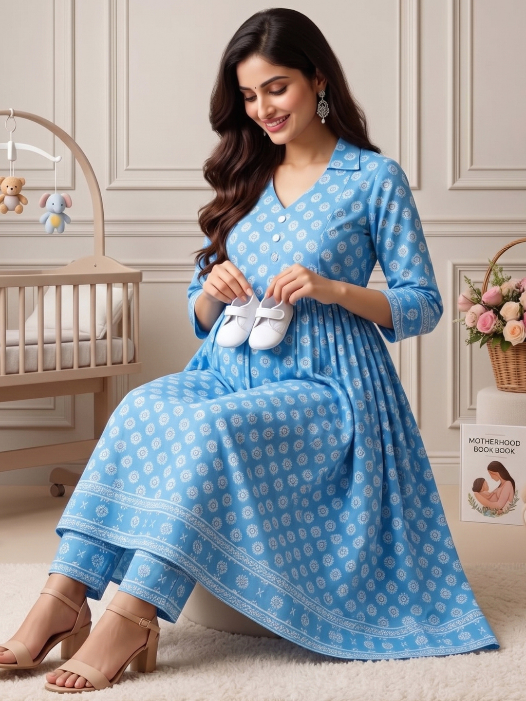 Rayon Printed Maternity Co-Ord Set – Designed for Pregnancy & Nursing