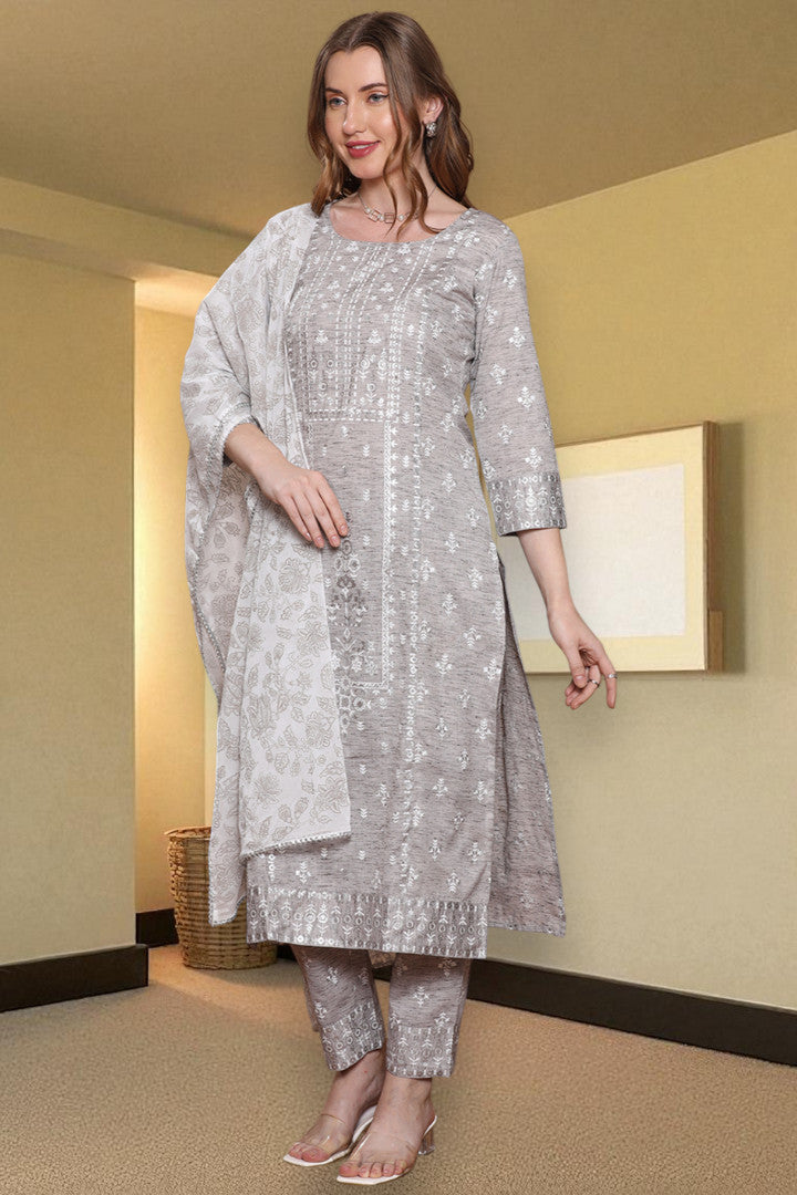 Casual Ethnic Straight Kurta Set With Dupatta