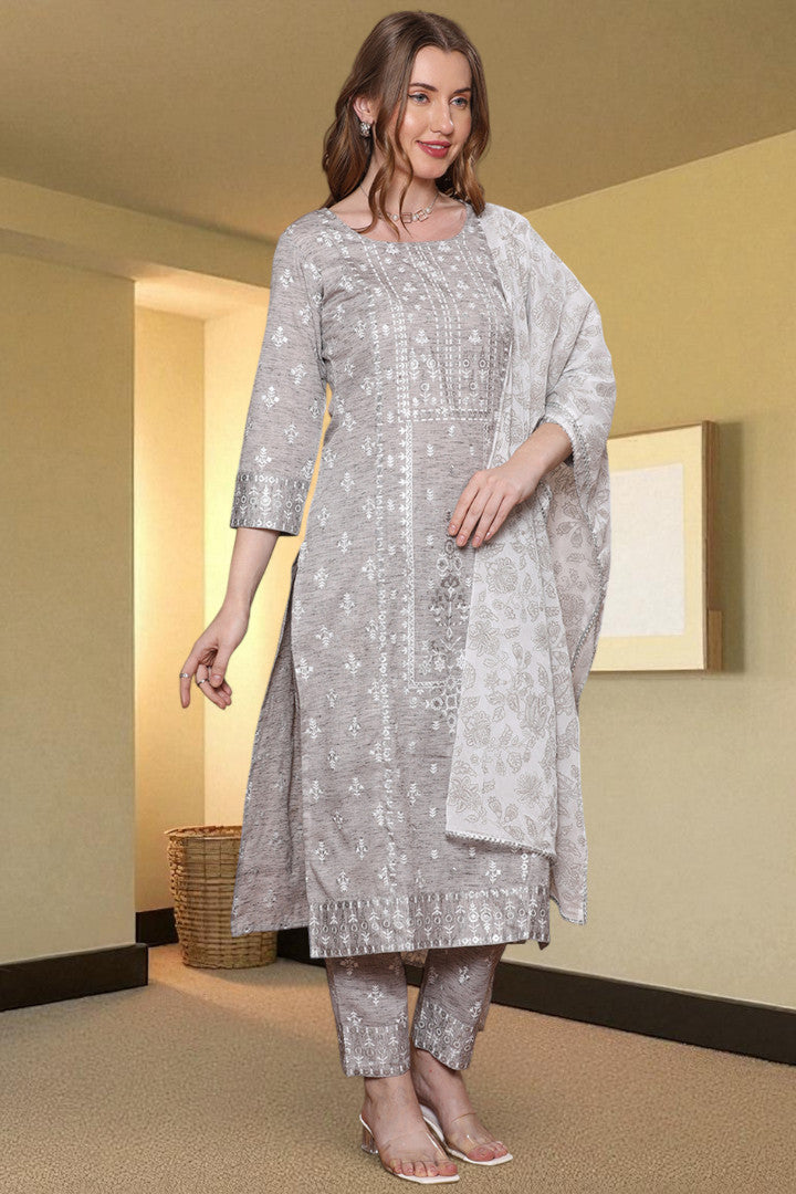 Casual Ethnic Straight Kurta Set With Dupatta
