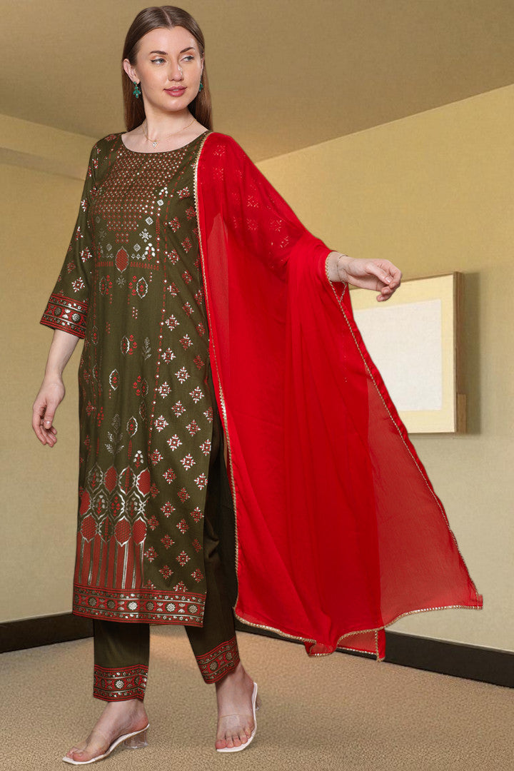 Casual Ethnic Straight Kurta Set With Dupatta