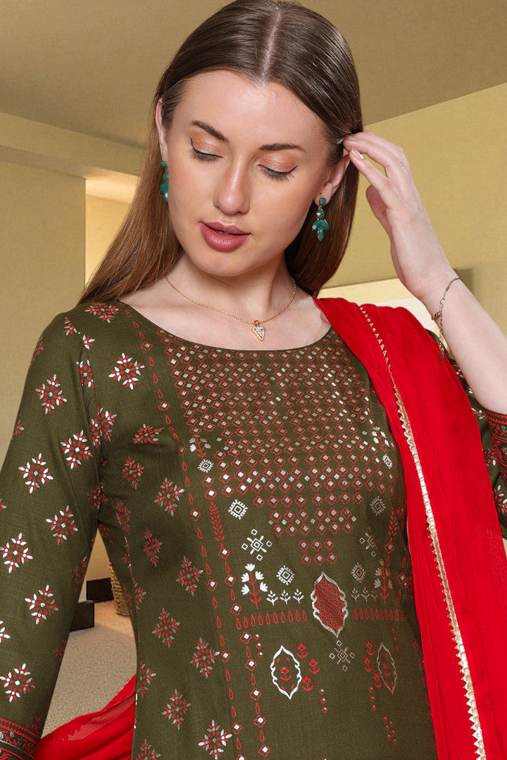 Casual Ethnic Straight Kurta Set With Dupatta
