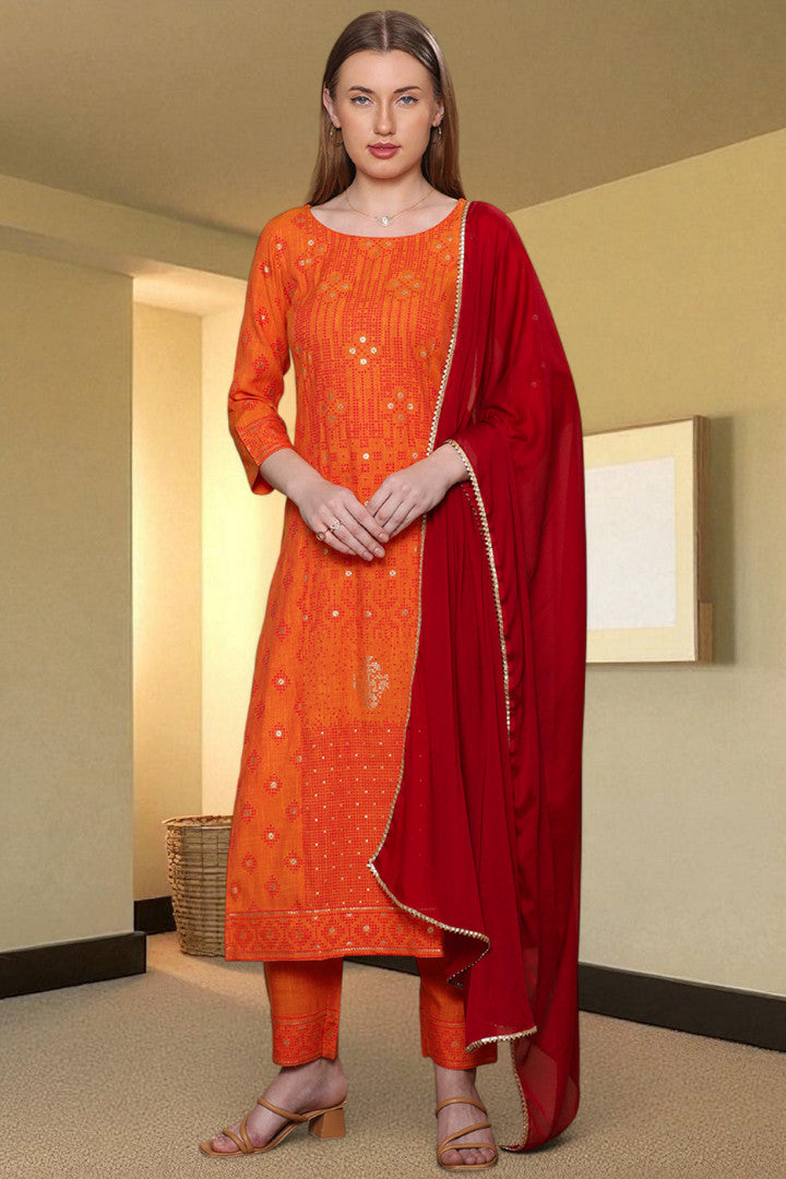 Casual Ethnic Straight Kurta Set With Dupatta