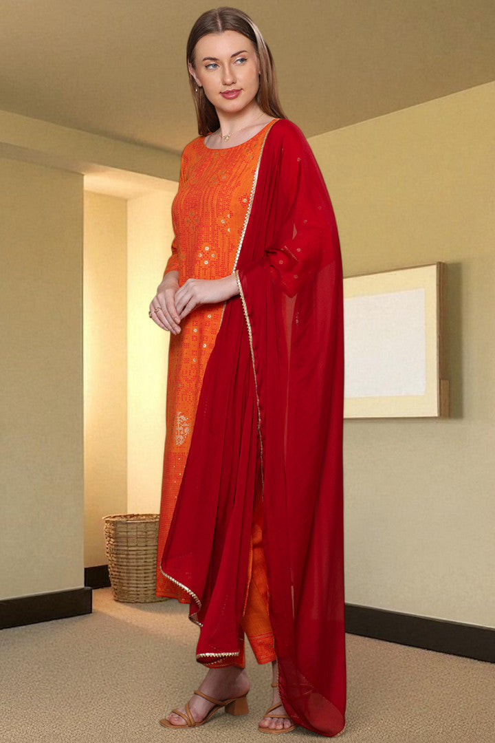 Casual Ethnic Straight Kurta Set With Dupatta