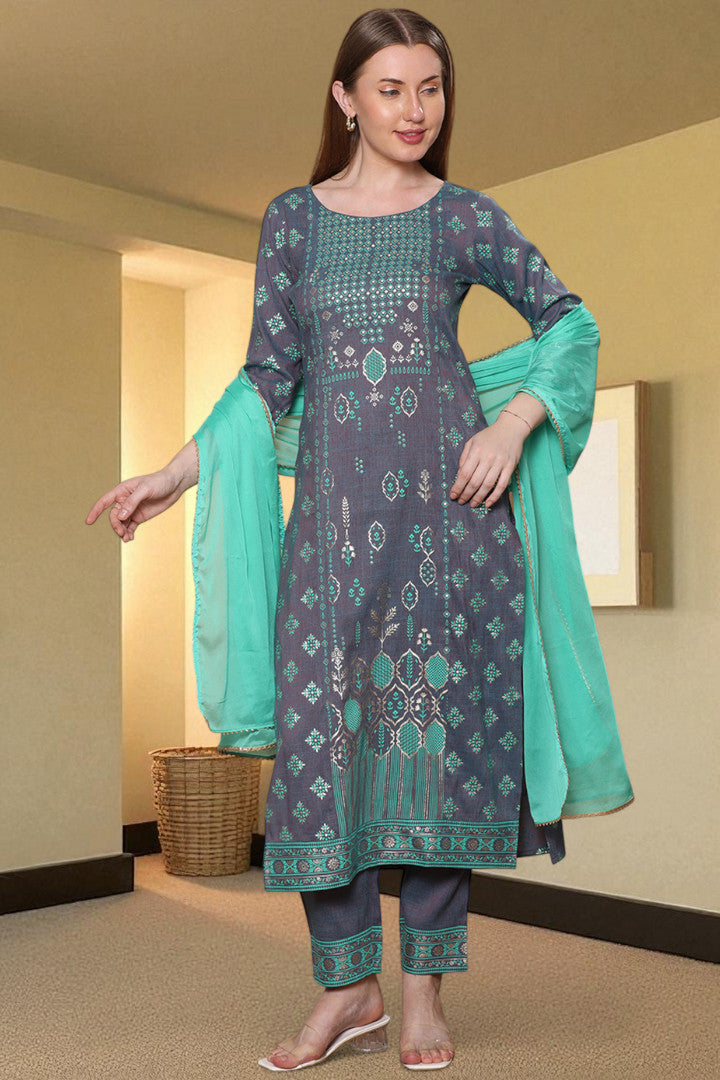 Casual Ethnic Straight Kurta Set With Dupatta
