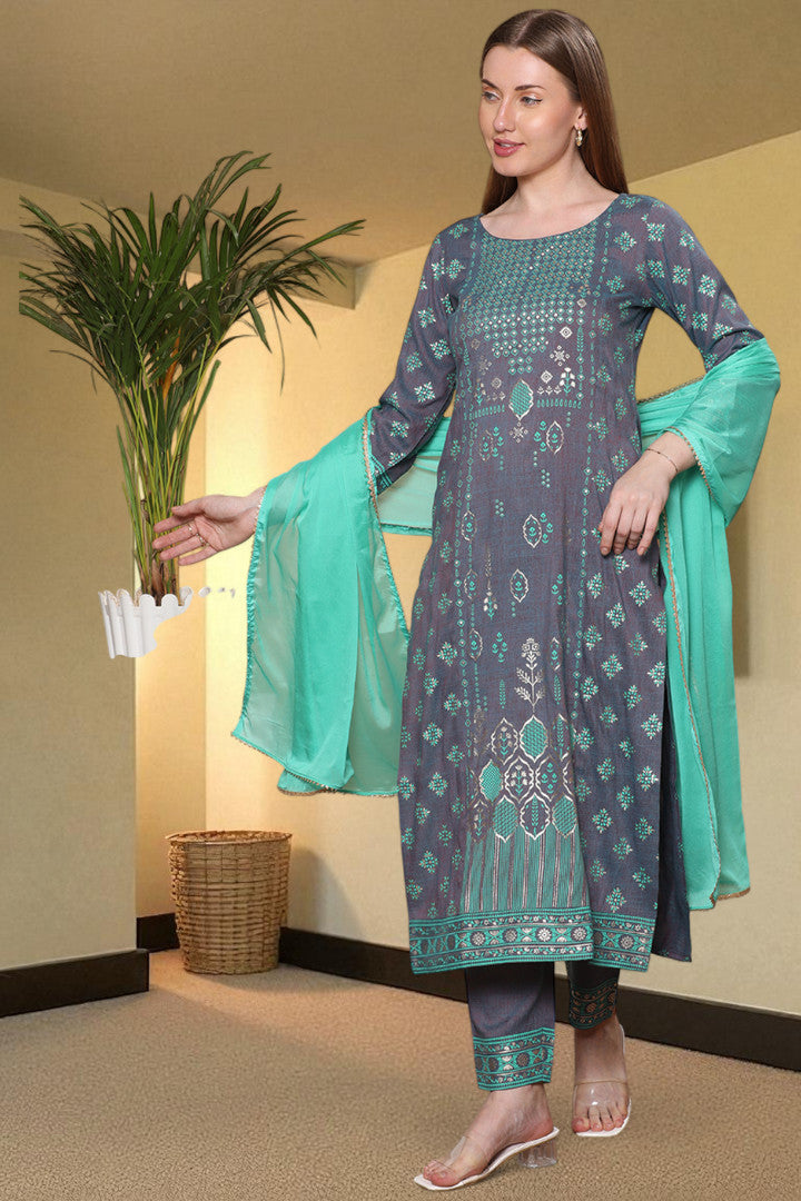Casual Ethnic Straight Kurta Set With Dupatta