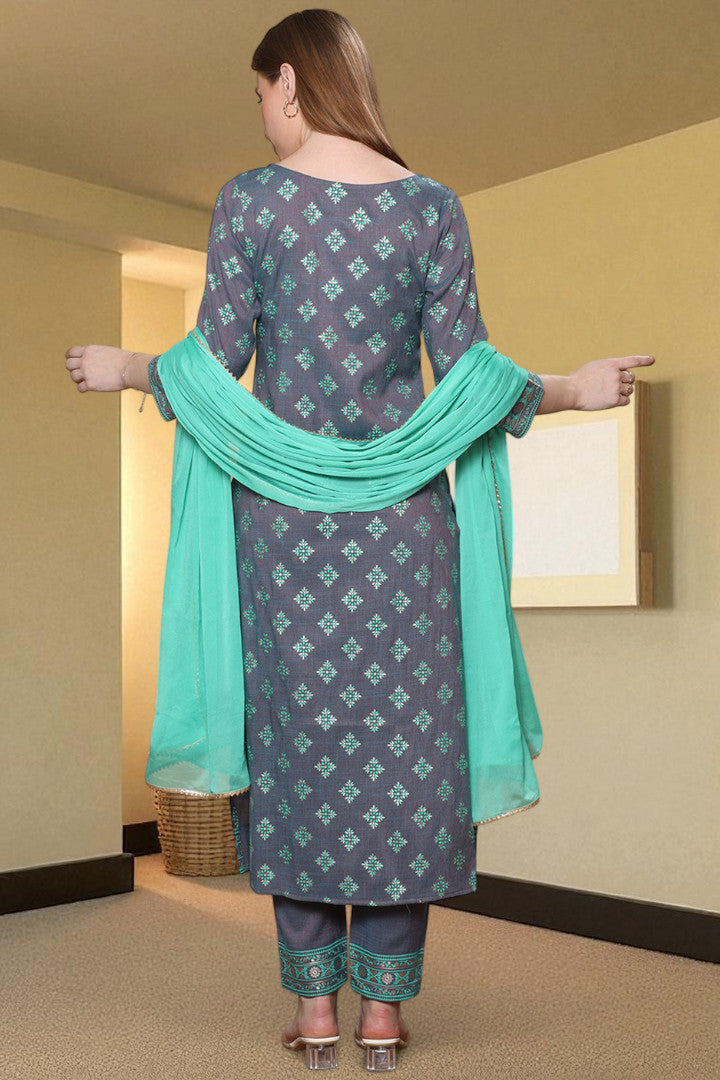 Casual Ethnic Straight Kurta Set With Dupatta
