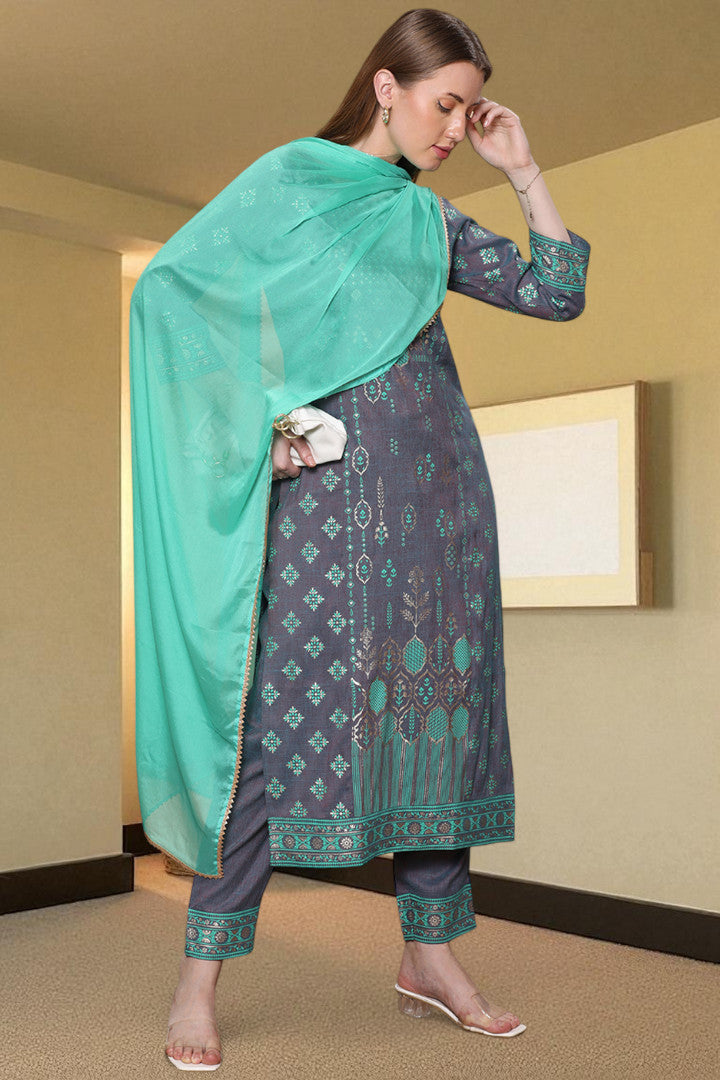 Casual Ethnic Straight Kurta Set With Dupatta