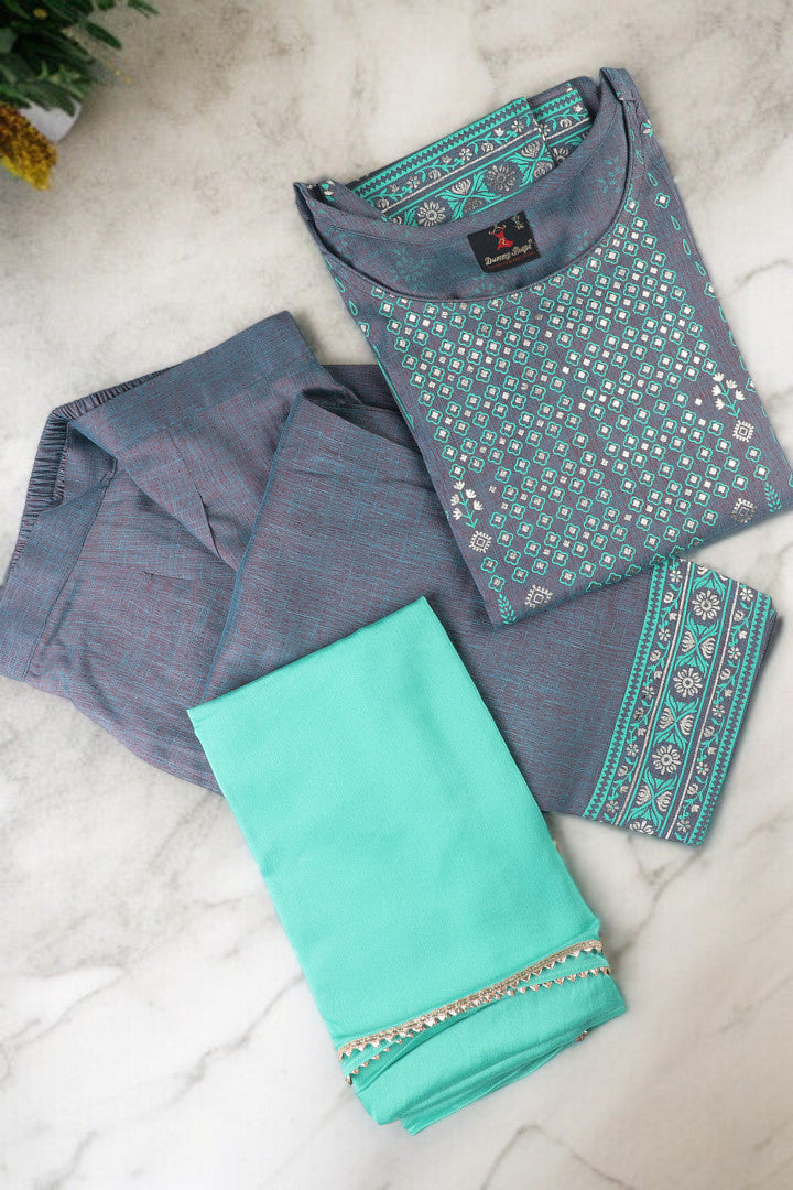 Casual Ethnic Straight Kurta Set With Dupatta