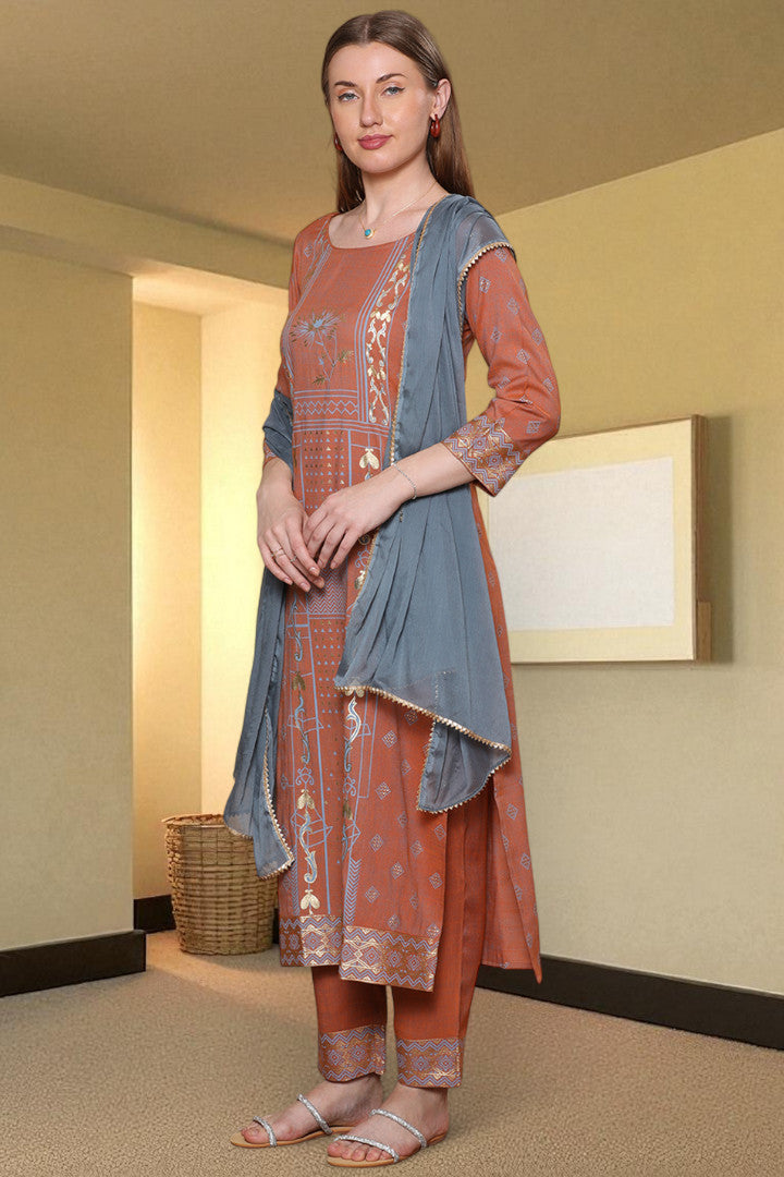 Casual Ethnic Straight Kurta Set With Dupatta