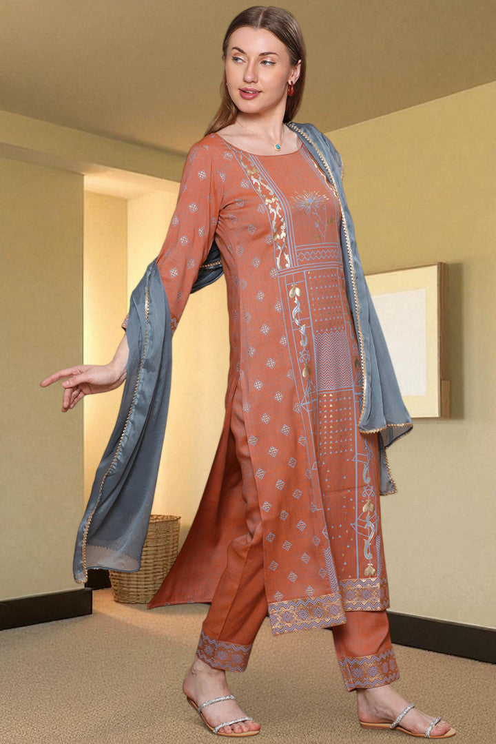 Casual Ethnic Straight Kurta Set With Dupatta