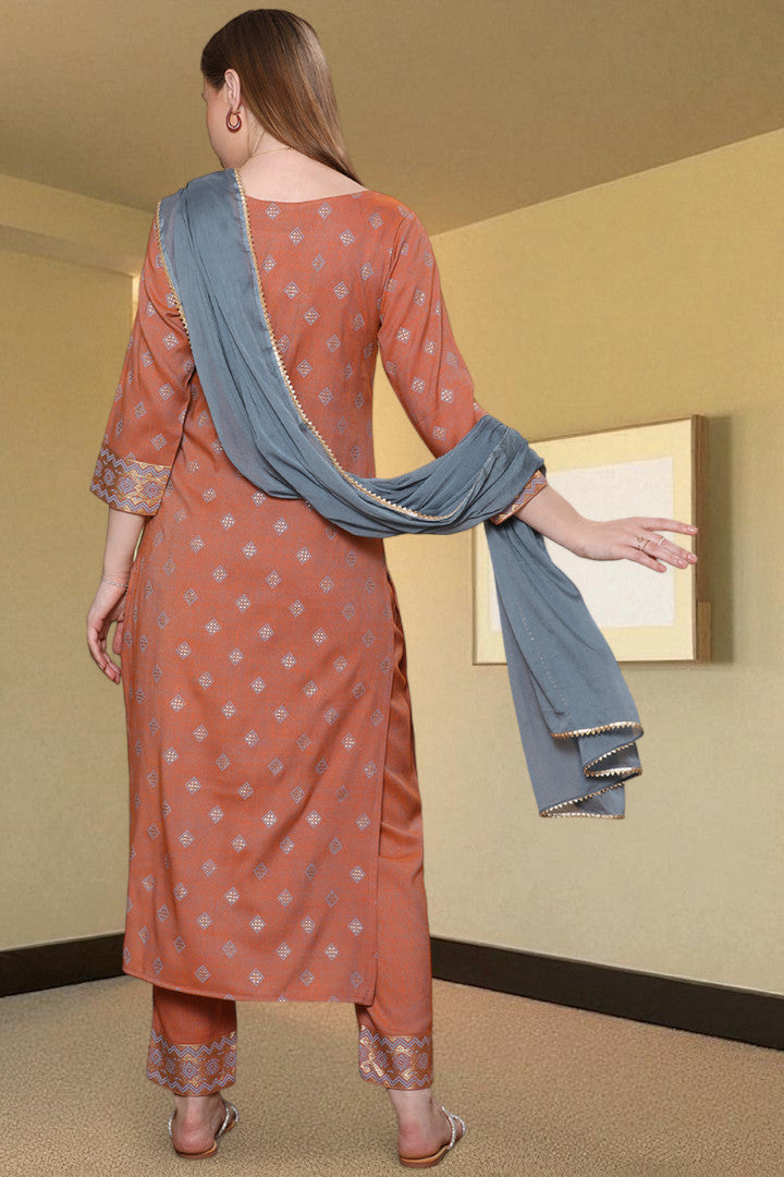 Casual Ethnic Straight Kurta Set With Dupatta