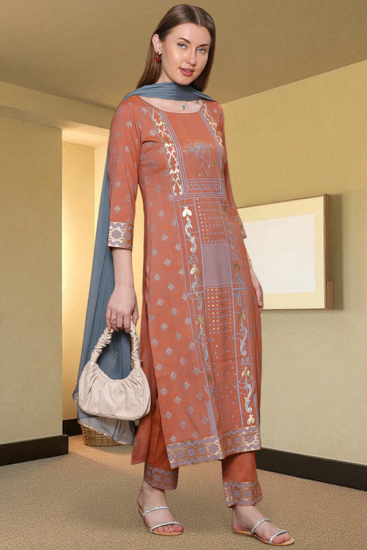 Casual Ethnic Straight Kurta Set With Dupatta
