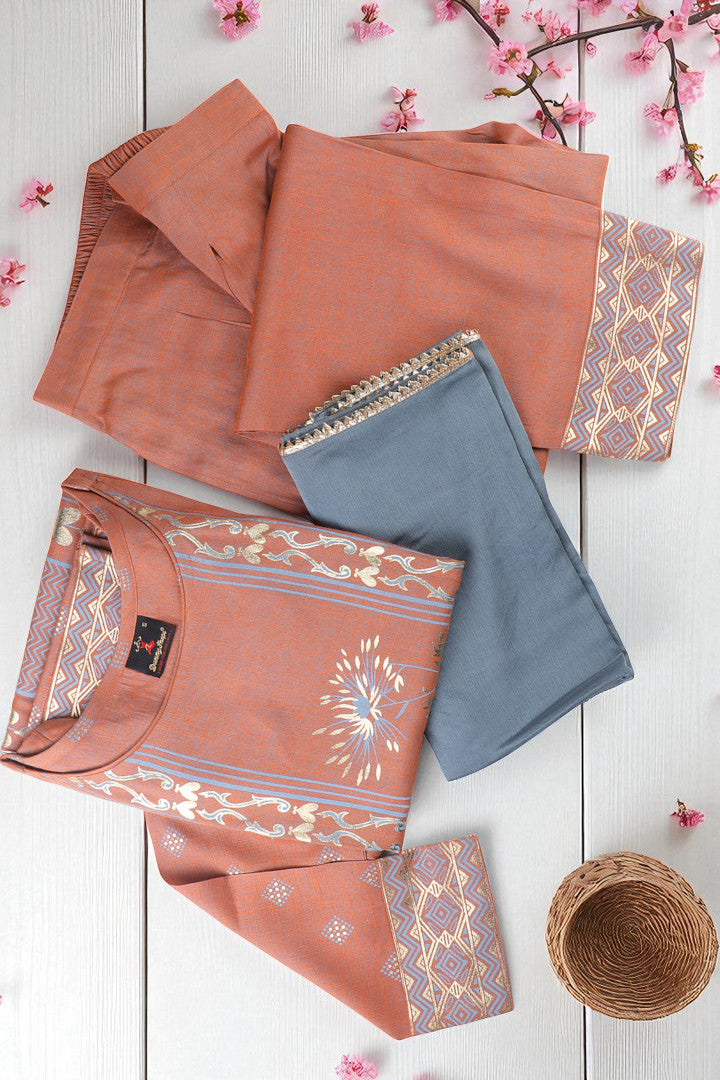 Casual Ethnic Straight Kurta Set With Dupatta