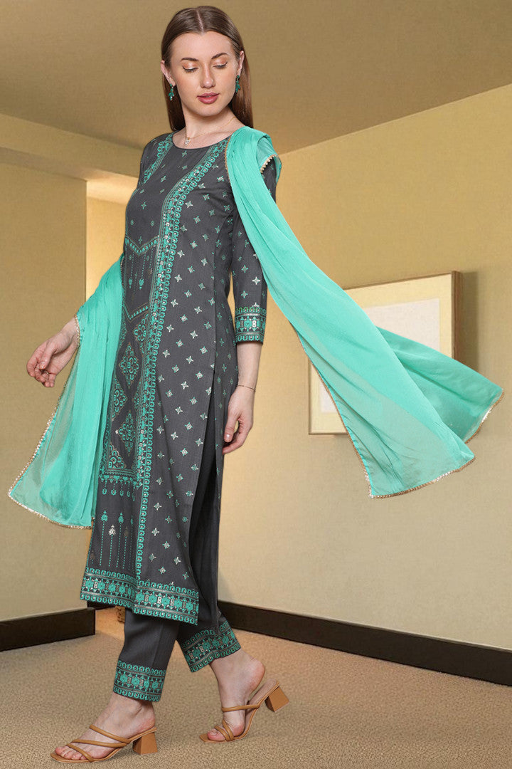 Casual Ethnic Straight Kurta Set With Dupatta