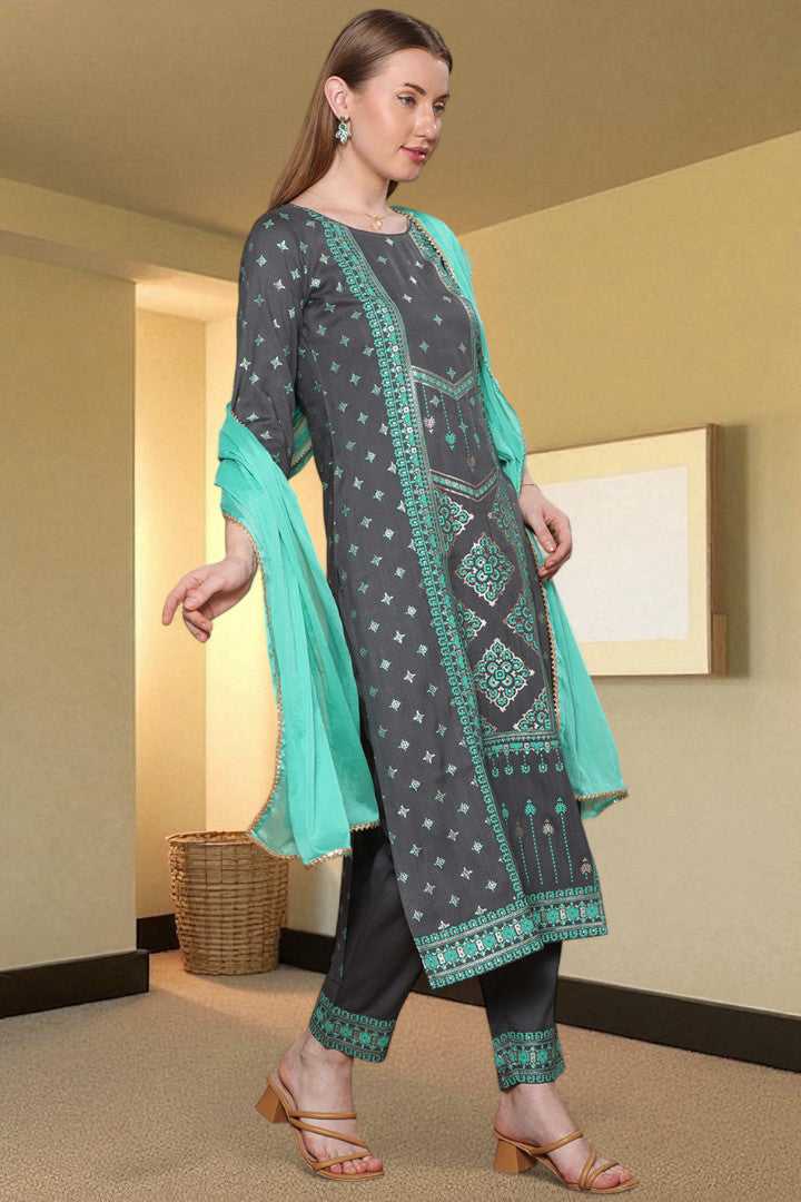 Casual Ethnic Straight Kurta Set With Dupatta