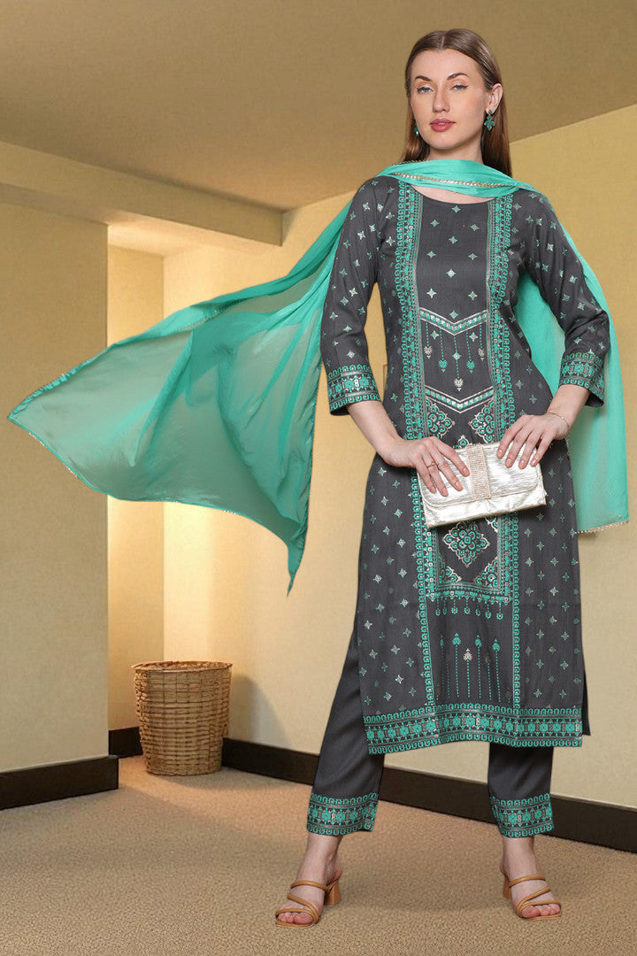Casual Ethnic Straight Kurta Set With Dupatta