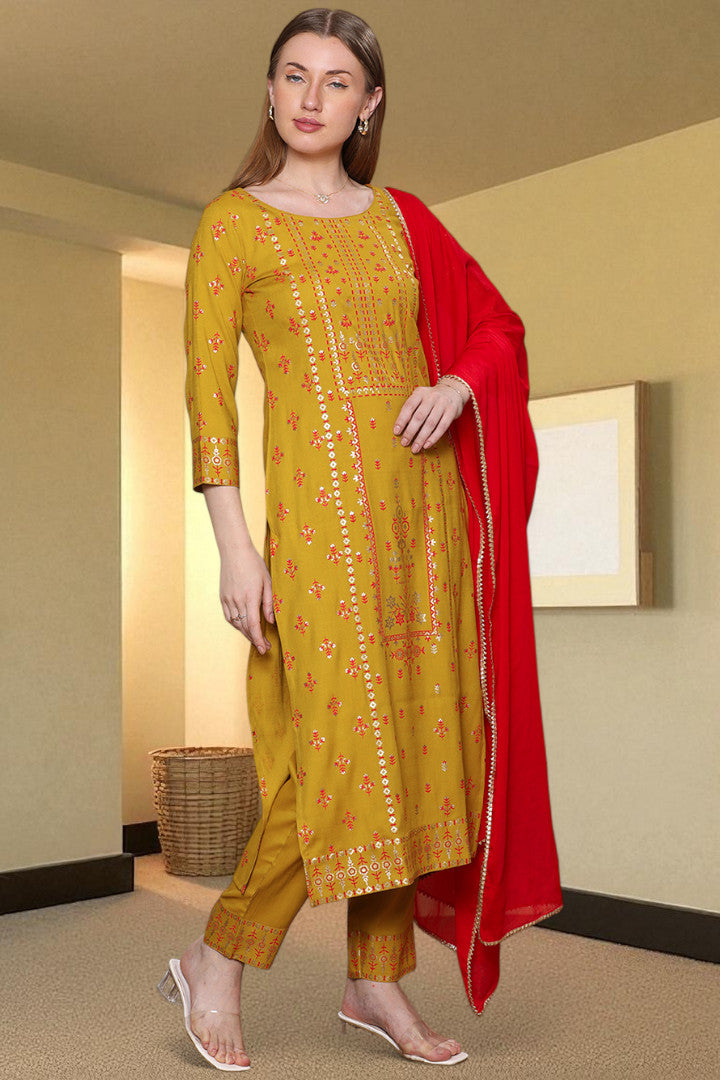 Casual Ethnic Straight Kurta Set With Dupatta