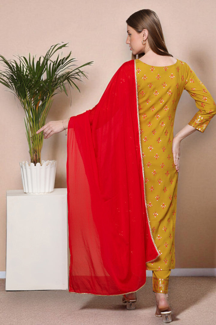 Casual Ethnic Straight Kurta Set With Dupatta