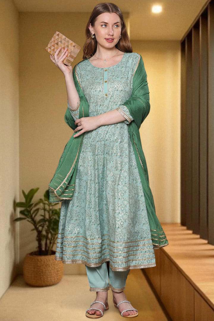 Festive Anarkali Kurta Set – Elegant Design with Dupatta