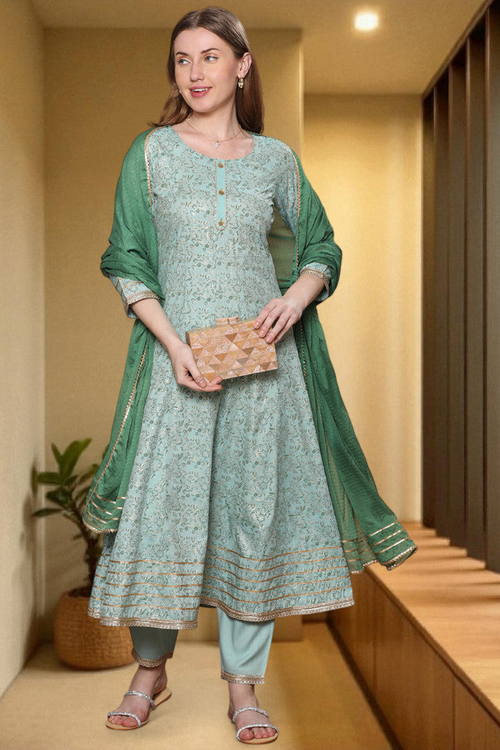 Festive Anarkali Kurta Set – Elegant Design with Dupatta