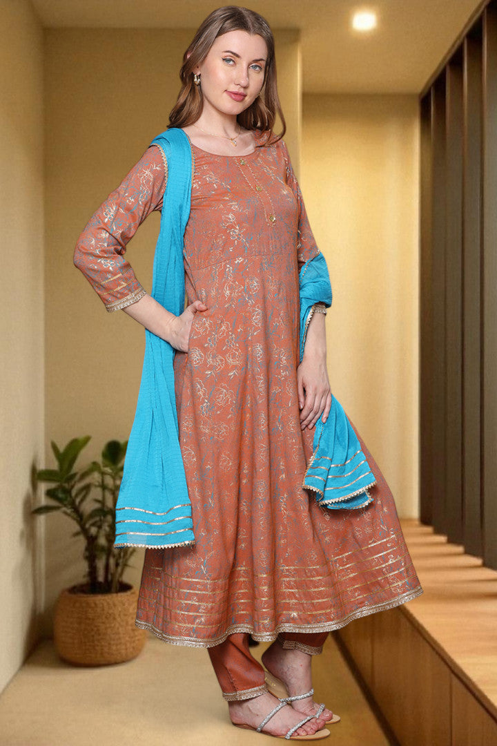 Festive Anarkali Kurta Set – Elegant Design with Dupatta