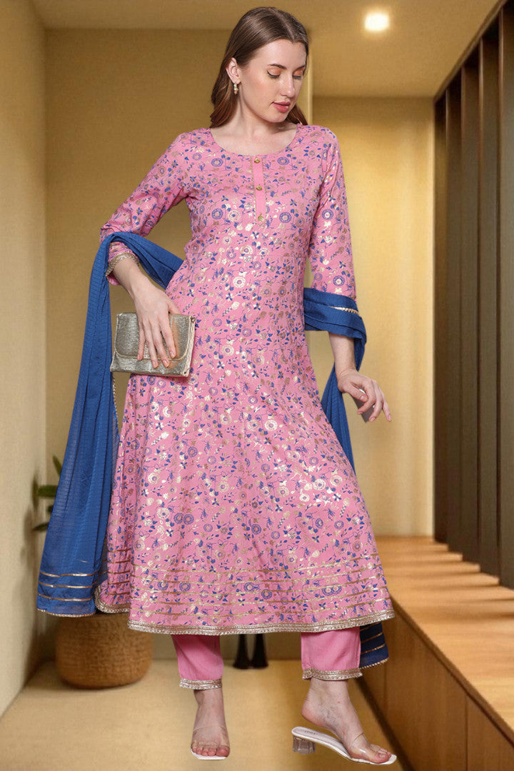 Festive Anarkali Kurta Set – Elegant Design with Dupatta