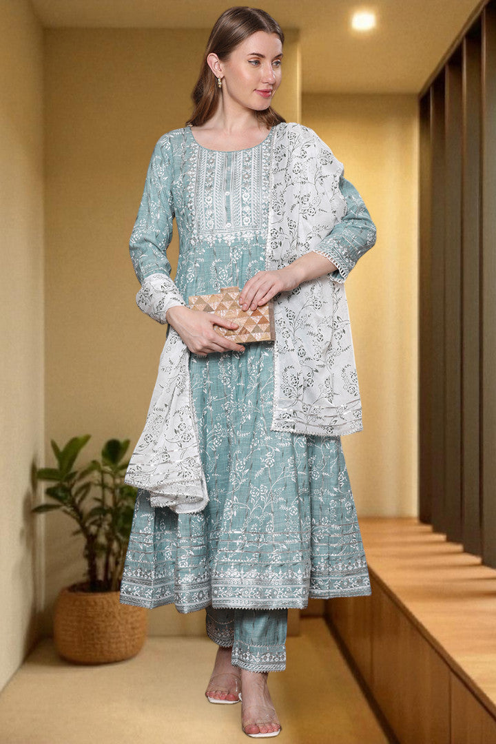 Festive Anarkali Kurta Set – Elegant Design with Dupatta