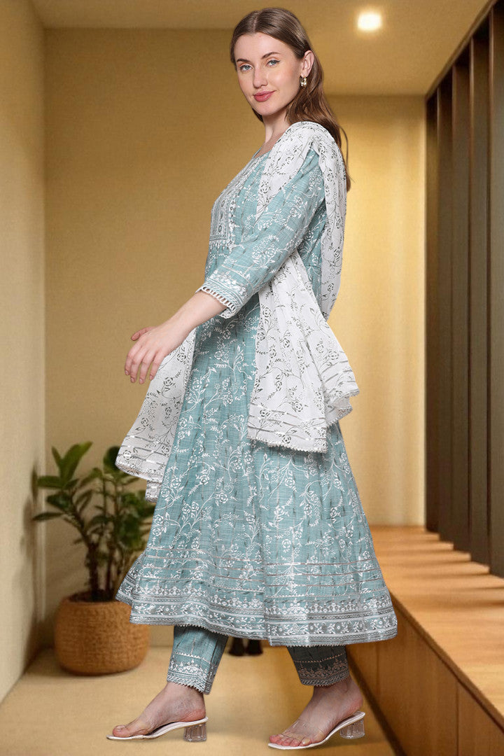 Festive Anarkali Kurta Set – Elegant Design with Dupatta