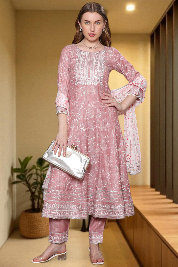 Festive Anarkali Kurta Set – Elegant Design with Dupatta