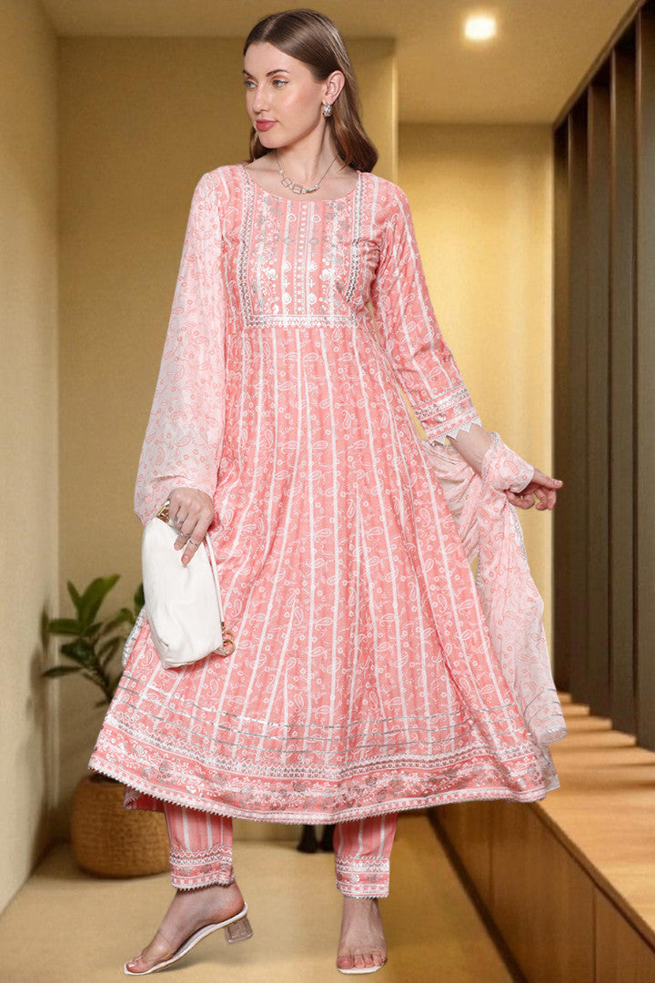 Festive Anarkali Kurta Set – Elegant Design with Dupatta