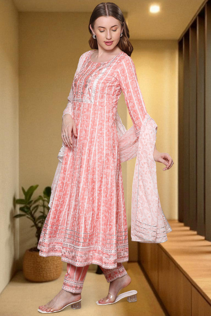 Festive Anarkali Kurta Set – Elegant Design with Dupatta