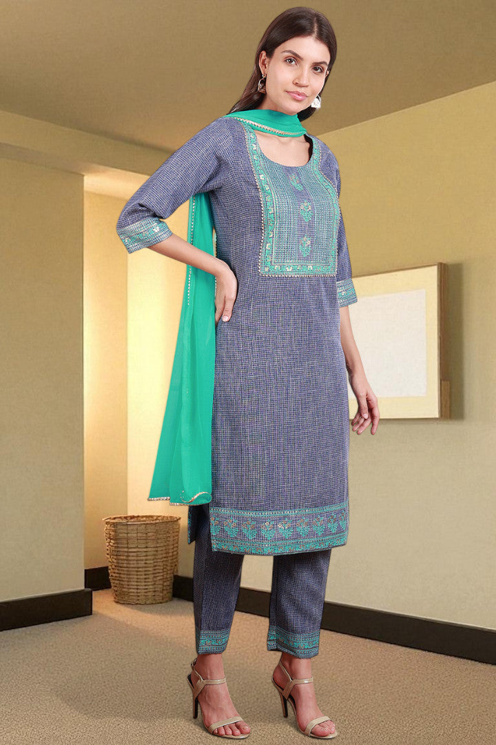 Casual Ethnic Straight Kurta Set With Dupatta