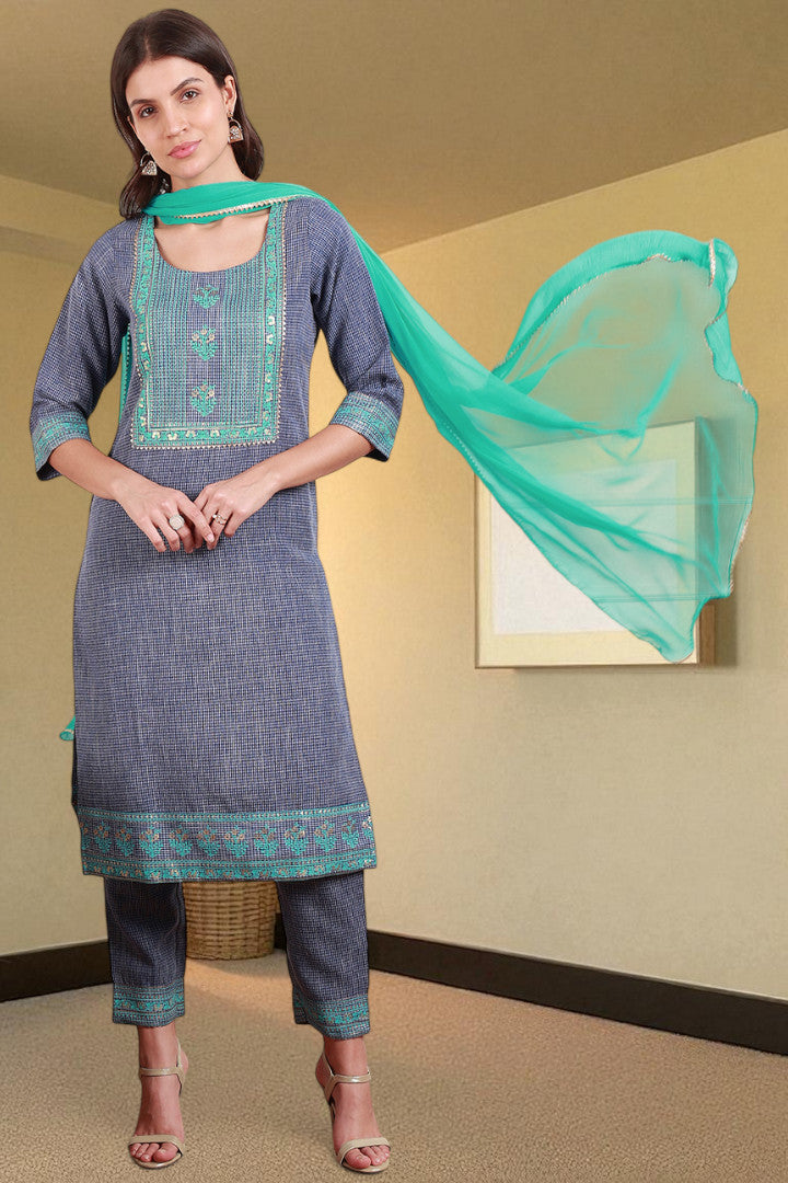 Casual Ethnic Straight Kurta Set With Dupatta