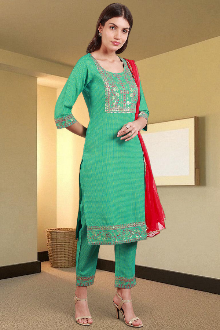 Casual Ethnic Straight Kurta Set With Dupatta