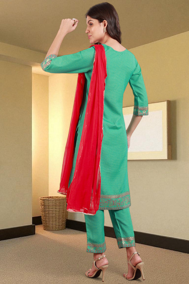 Casual Ethnic Straight Kurta Set With Dupatta