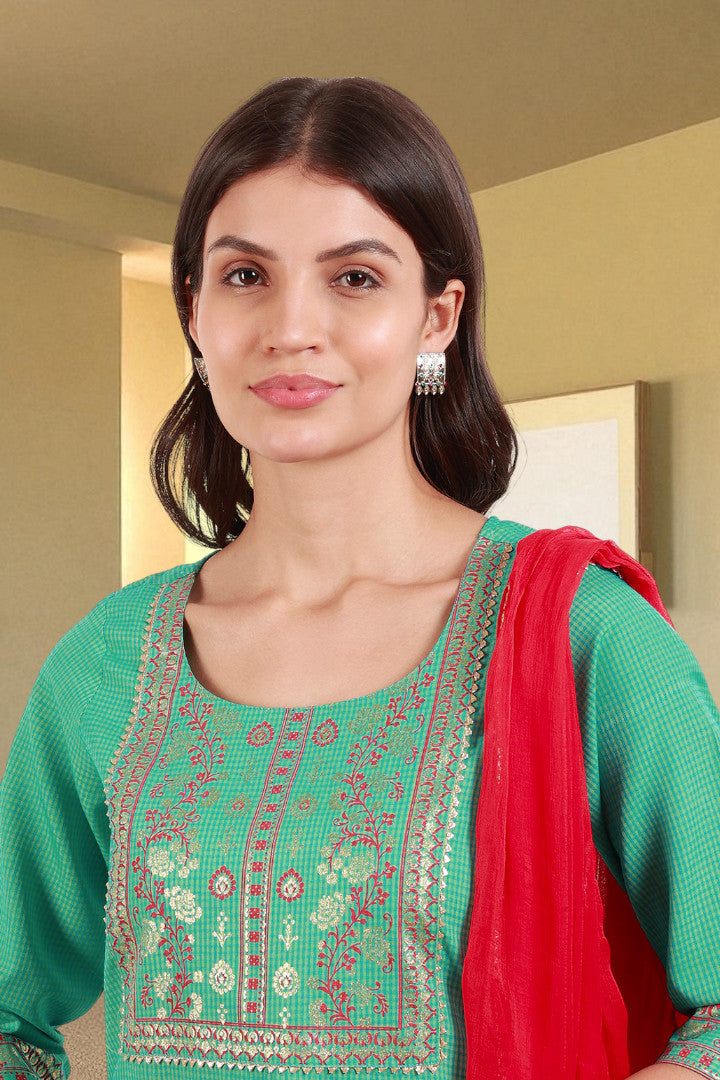 Casual Ethnic Straight Kurta Set With Dupatta