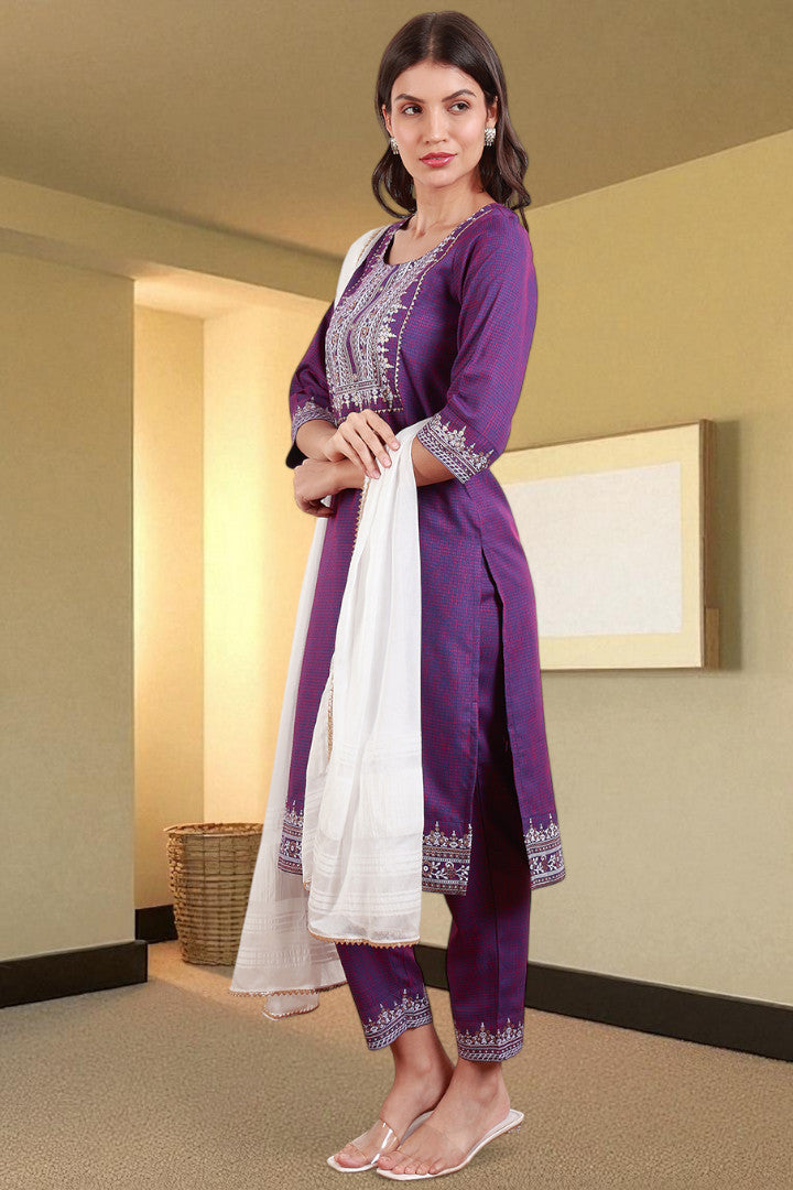 Casual Ethnic Straight Kurta Set With Dupatta