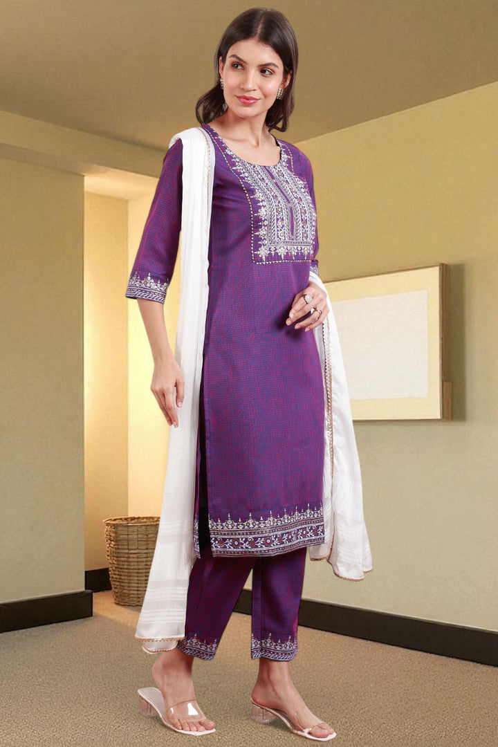 Casual Ethnic Straight Kurta Set With Dupatta