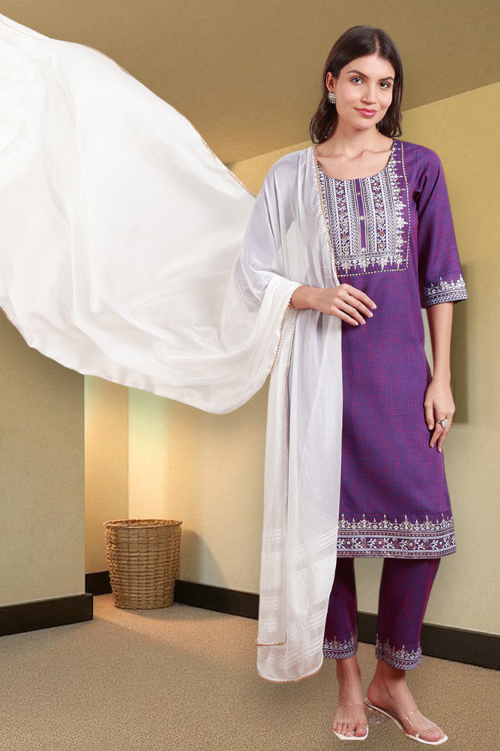 Casual Ethnic Straight Kurta Set With Dupatta