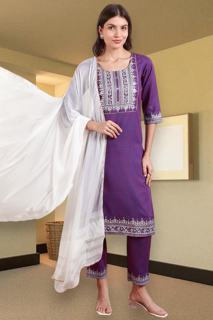 Casual Ethnic Straight Kurta Set With Dupatta