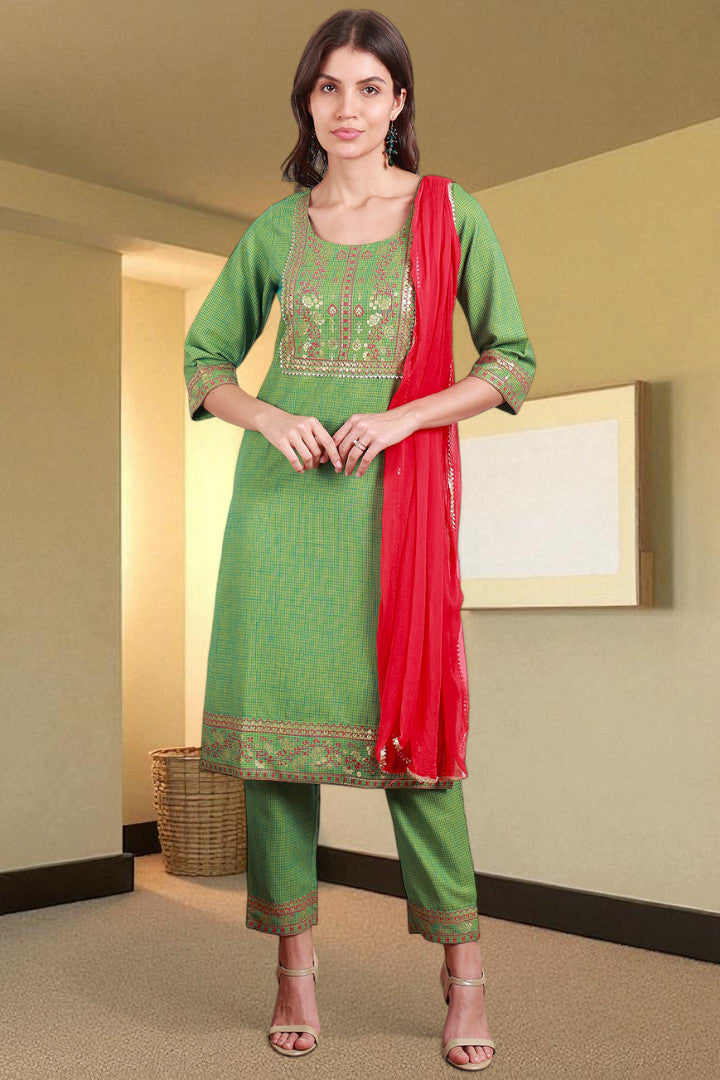 Casual Ethnic Straight Kurta Set With Dupatta
