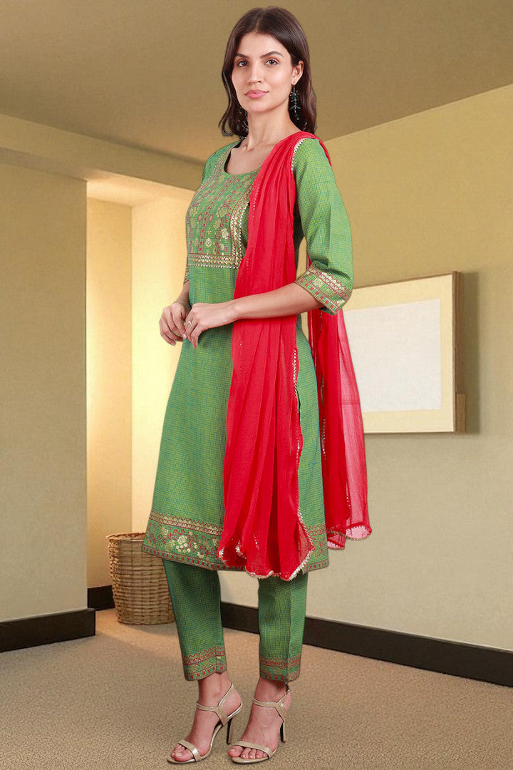 Casual Ethnic Straight Kurta Set With Dupatta