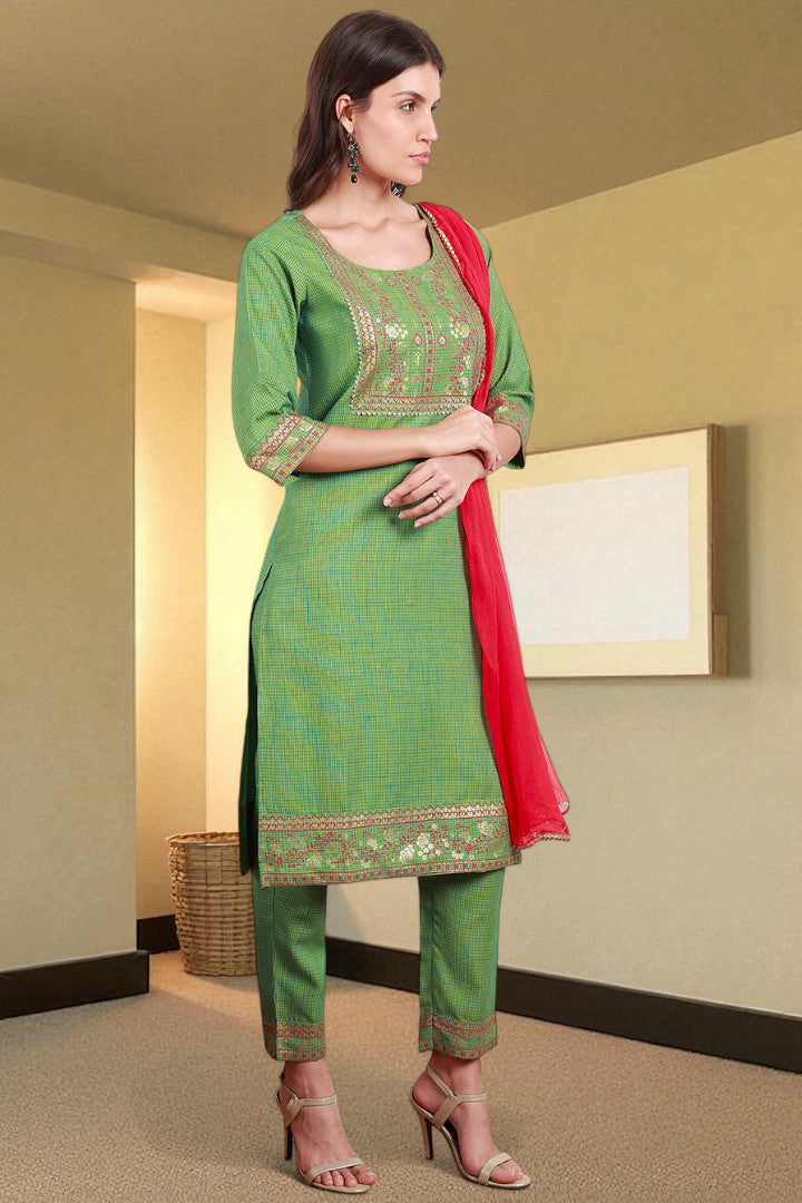 Casual Ethnic Straight Kurta Set With Dupatta