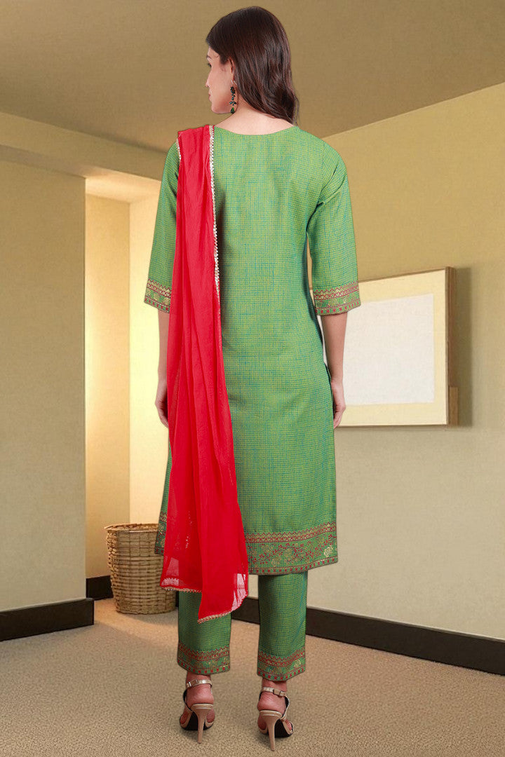 Casual Ethnic Straight Kurta Set With Dupatta