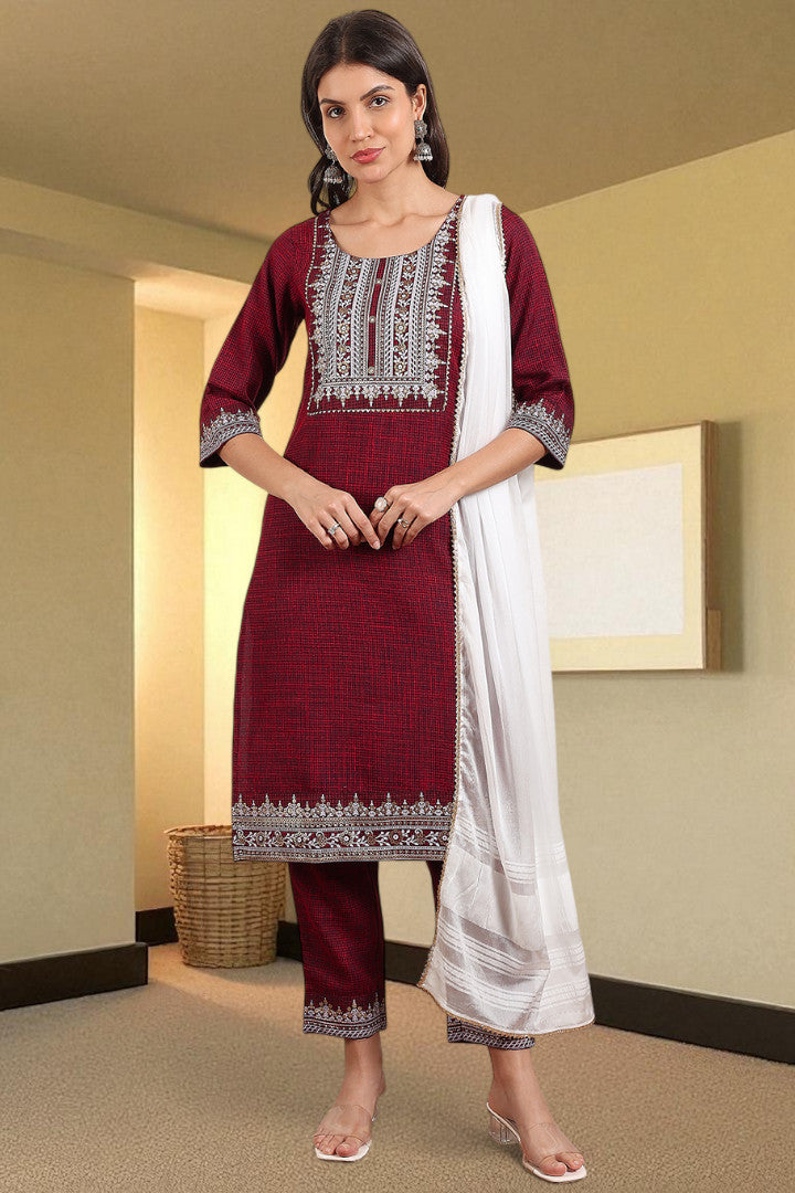 Casual Ethnic Straight Kurta Set With Dupatta