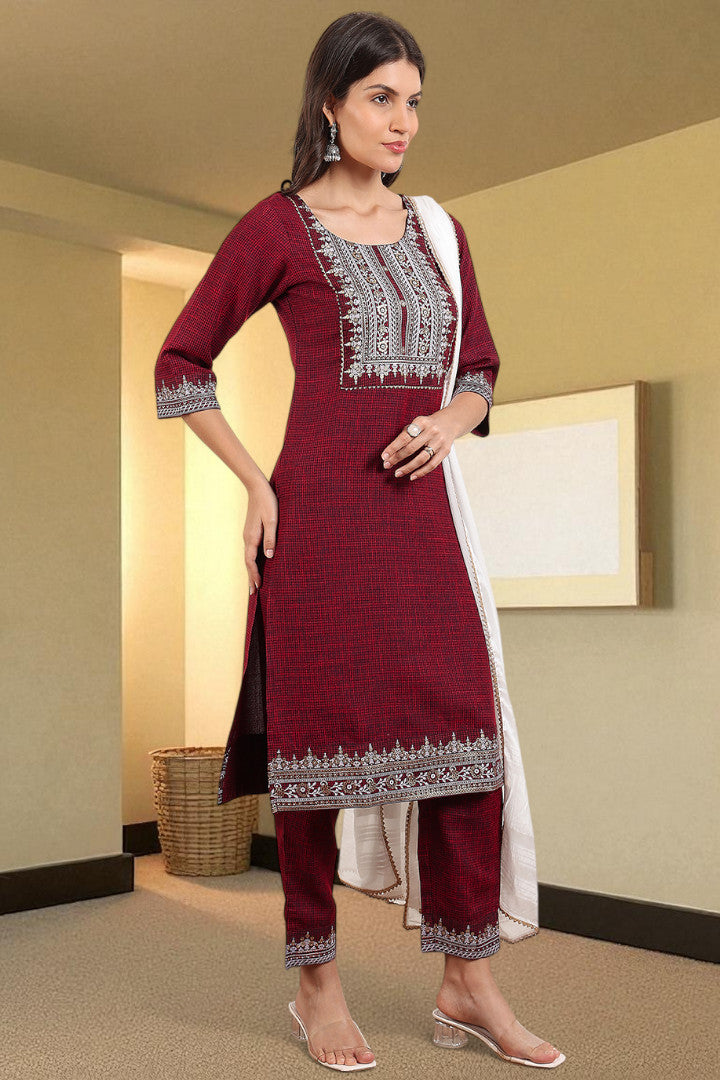 Casual Ethnic Straight Kurta Set With Dupatta