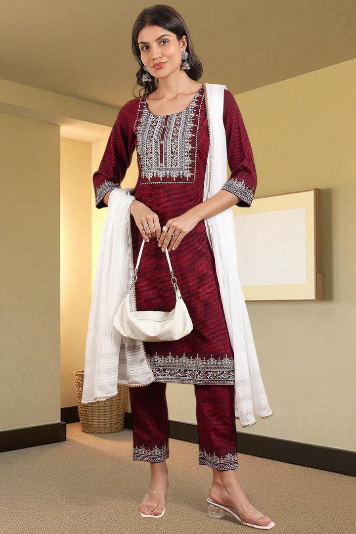 Casual Ethnic Straight Kurta Set With Dupatta