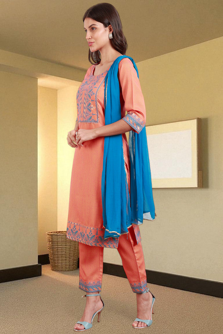 Casual Ethnic Straight Kurta Set With Dupatta