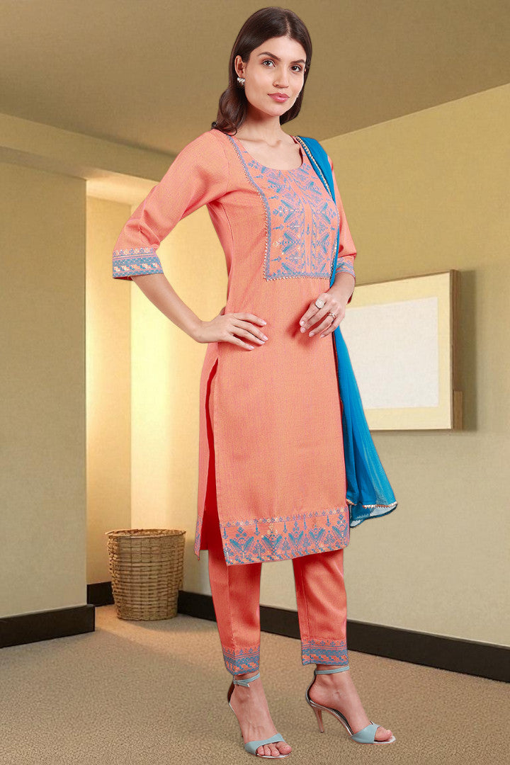 Casual Ethnic Straight Kurta Set With Dupatta